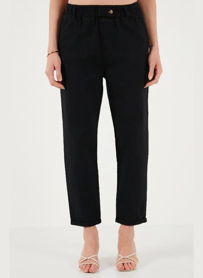 Lela Lela Cotton Standard Fit High Waist Straight Leg Trousers Women's Pants 668YP4924